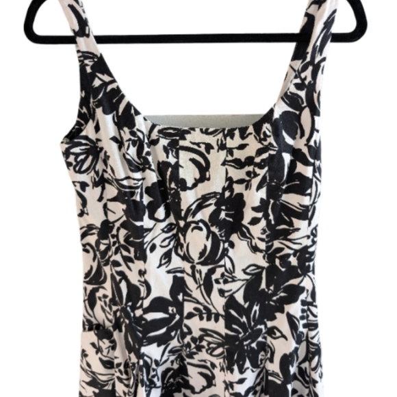 ❌ Ralph Lauren Black White Floral Dress Size 8 Pockets Bra Snaps Summer Cocktail - Picture 6 of 11
